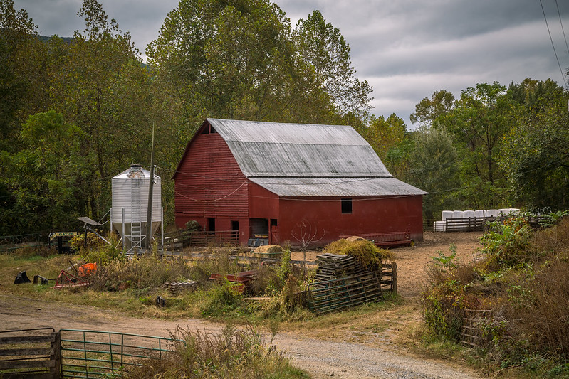 Landscape Photo of Cluttered Barn Yard Seen near Seneca Rocks, West Virginia, USA