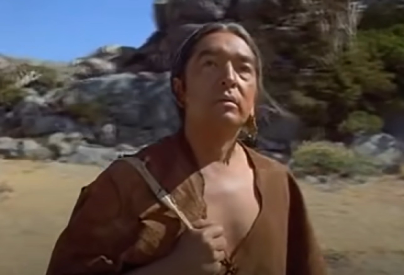 Screenshot of Ishi looking at front - from The Last of His Tribe (1992)