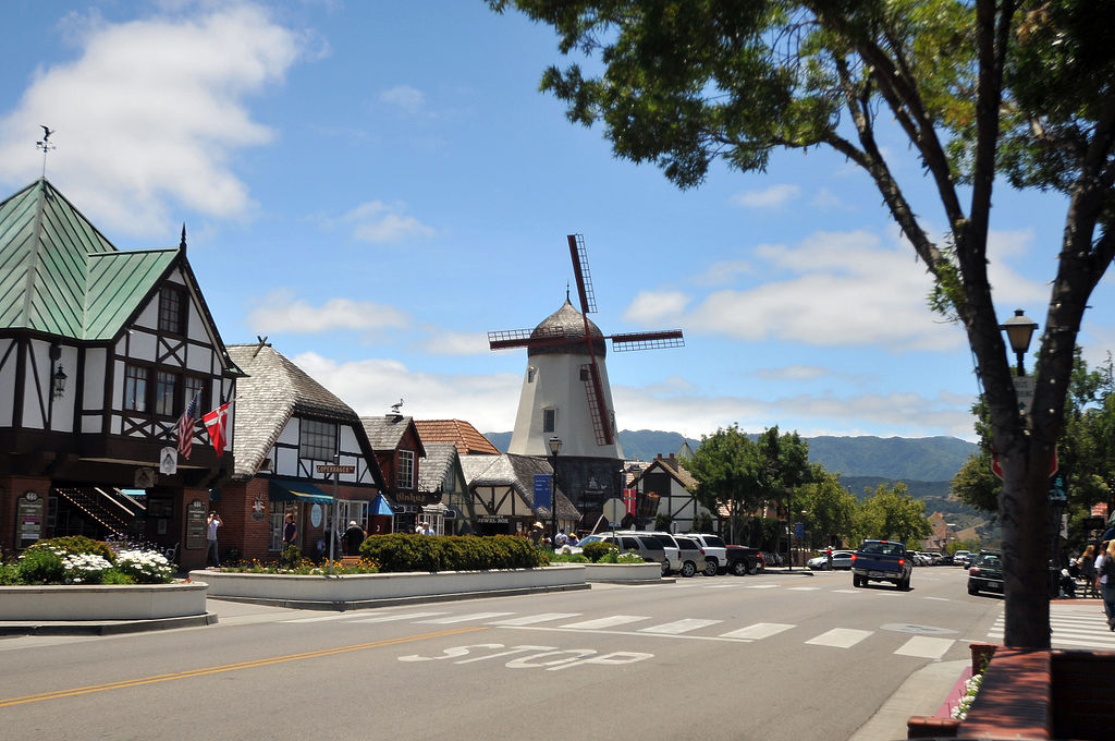 Street Photo of Solvang Downtown , Main at Alisal, California USA
