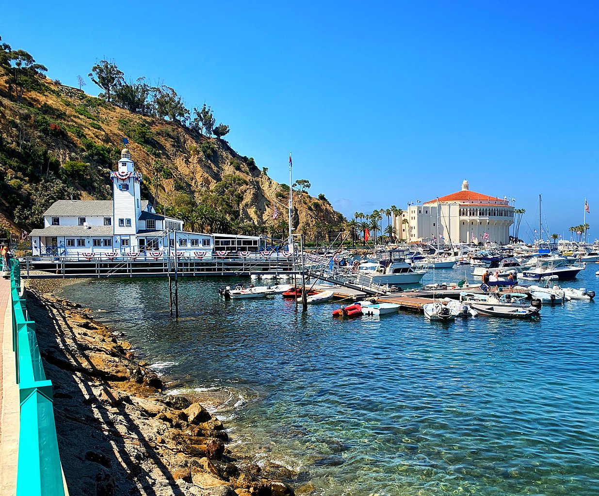 Historic Catalina Island Yacht Club And Casino From Avalon Harbor