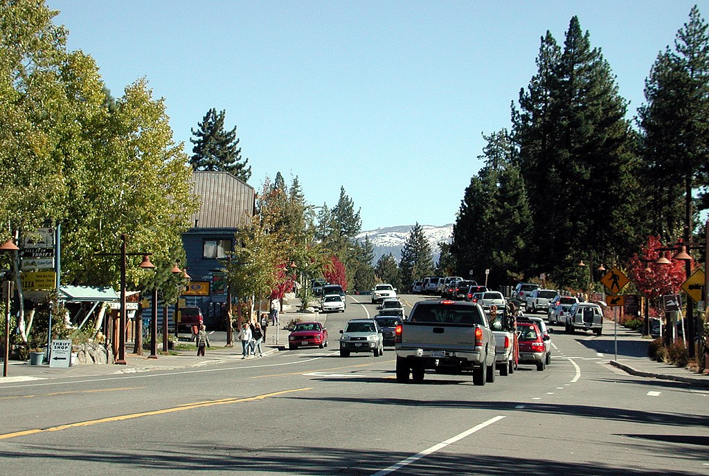 North Lake Boulevard (California State Route 28), in Tahoe City, California — looking northeast