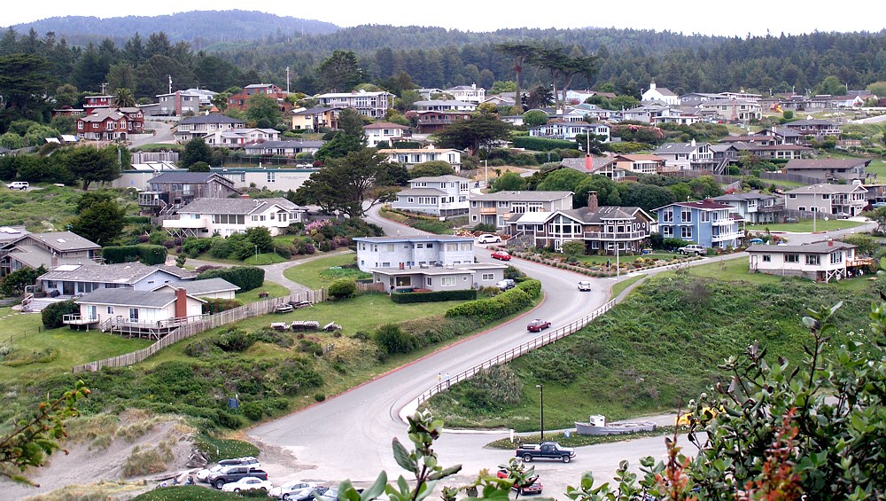 The coastal town of Trinidad, as viewed from a trail on nearby Trinidad Head