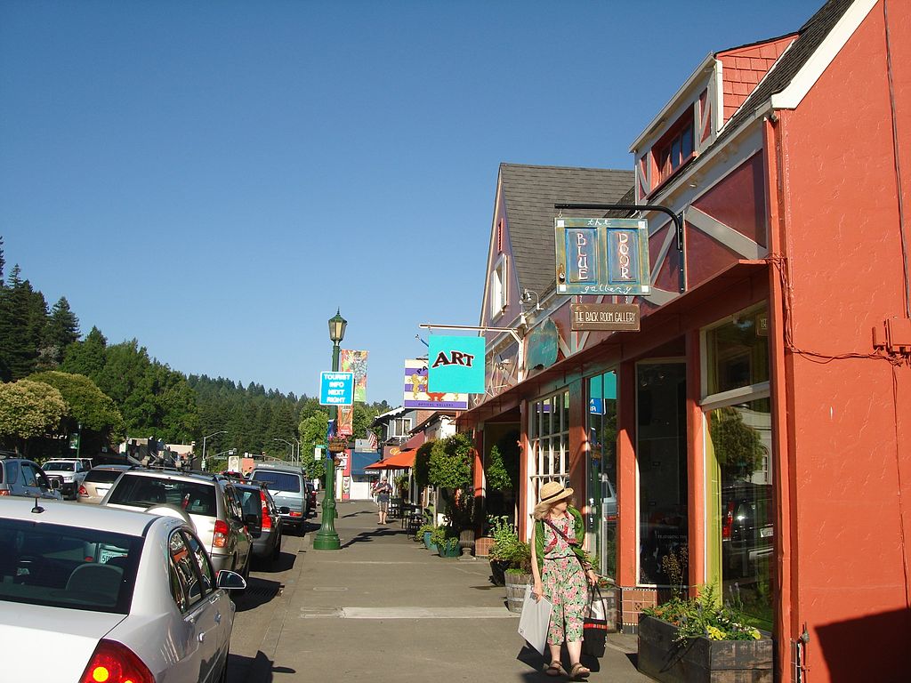 Street Photo of Guerneville Downtown, California, depicting beautiful Architecture
