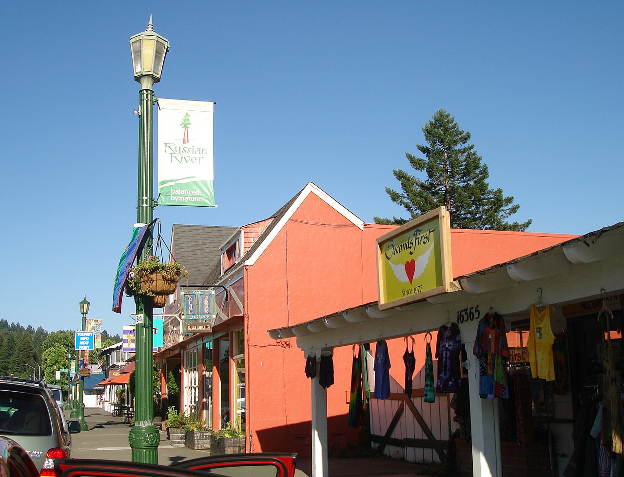 Street Photo of Guerneville Downtown, California, depicting beautiful Architecture
