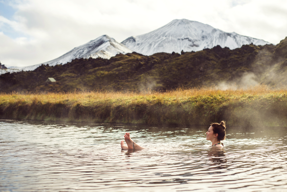 Relaxing in a natural hot bath