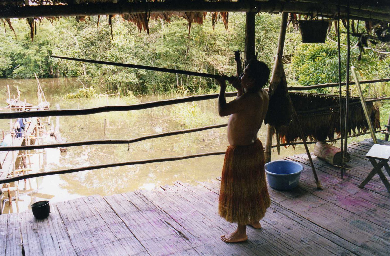 Yagua  tribe man in traditional clothes