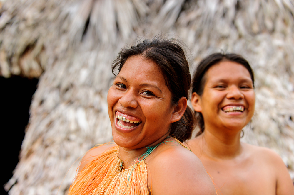 Yagua tribe women in traditional clothes