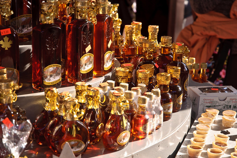 Close-up Photo of Maple Syrup Bottles displayed at Byward Market in Ottawa, Canada