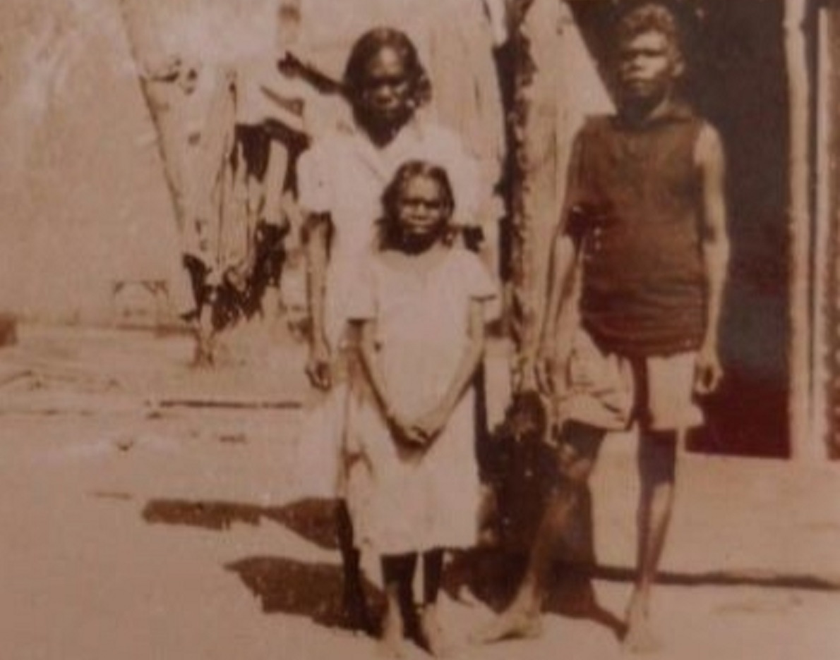Native family and their home at Koolpinyah Compound, Northern Territory - 1945