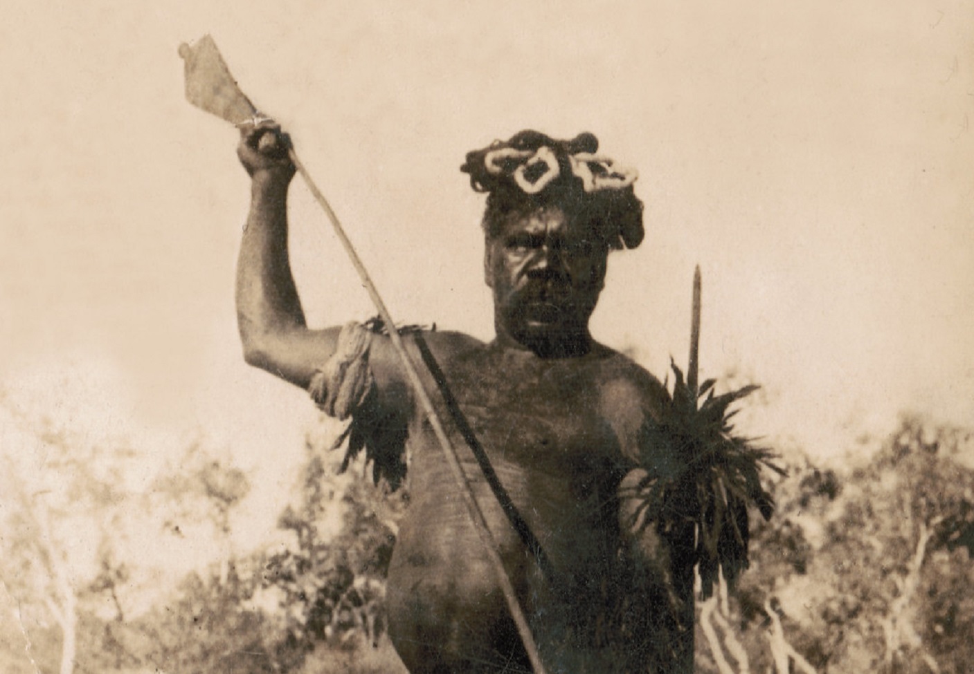 Old postcard with Australian Aboriginal