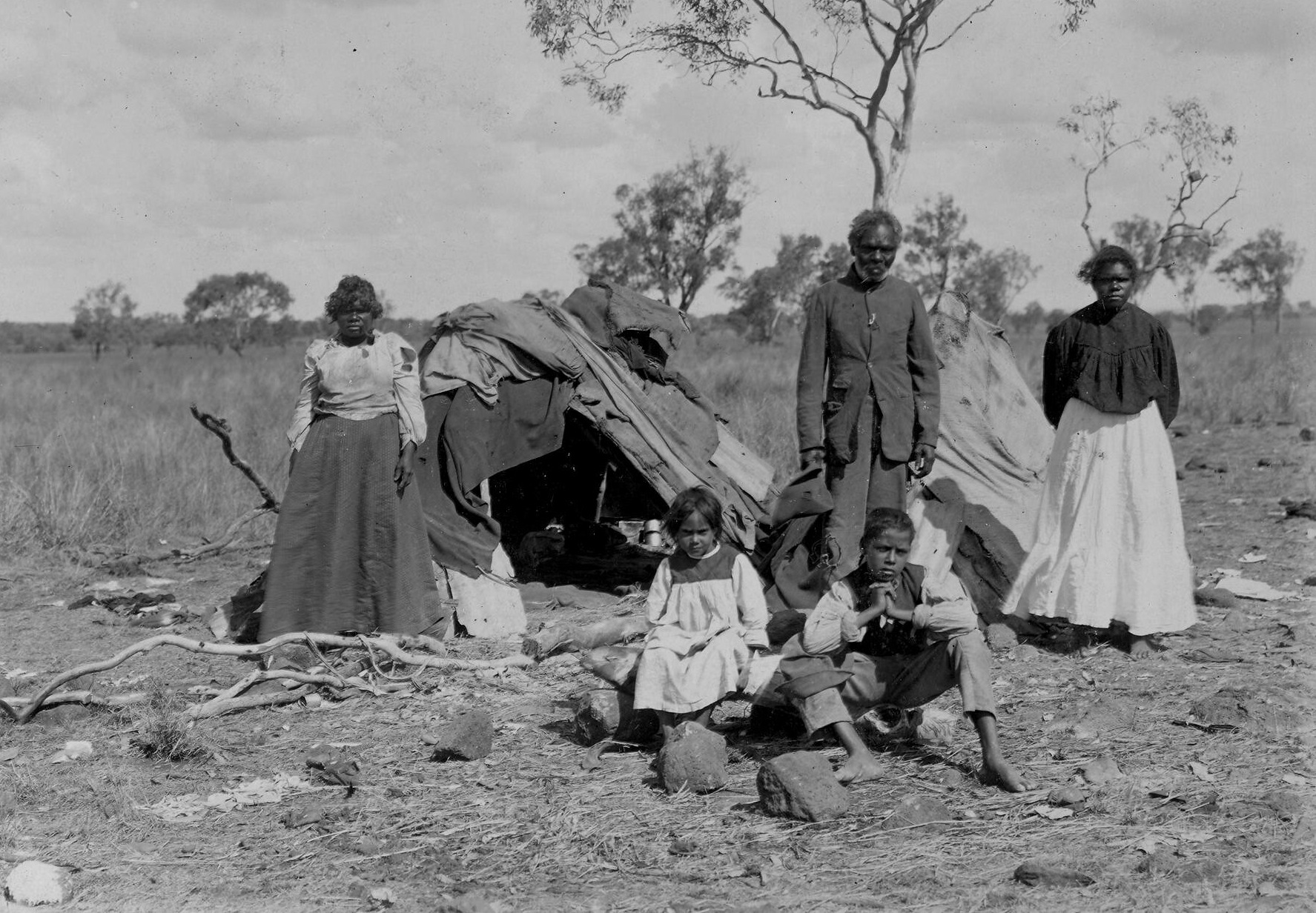 Aboriginal family living and working on Orion Downs -1907