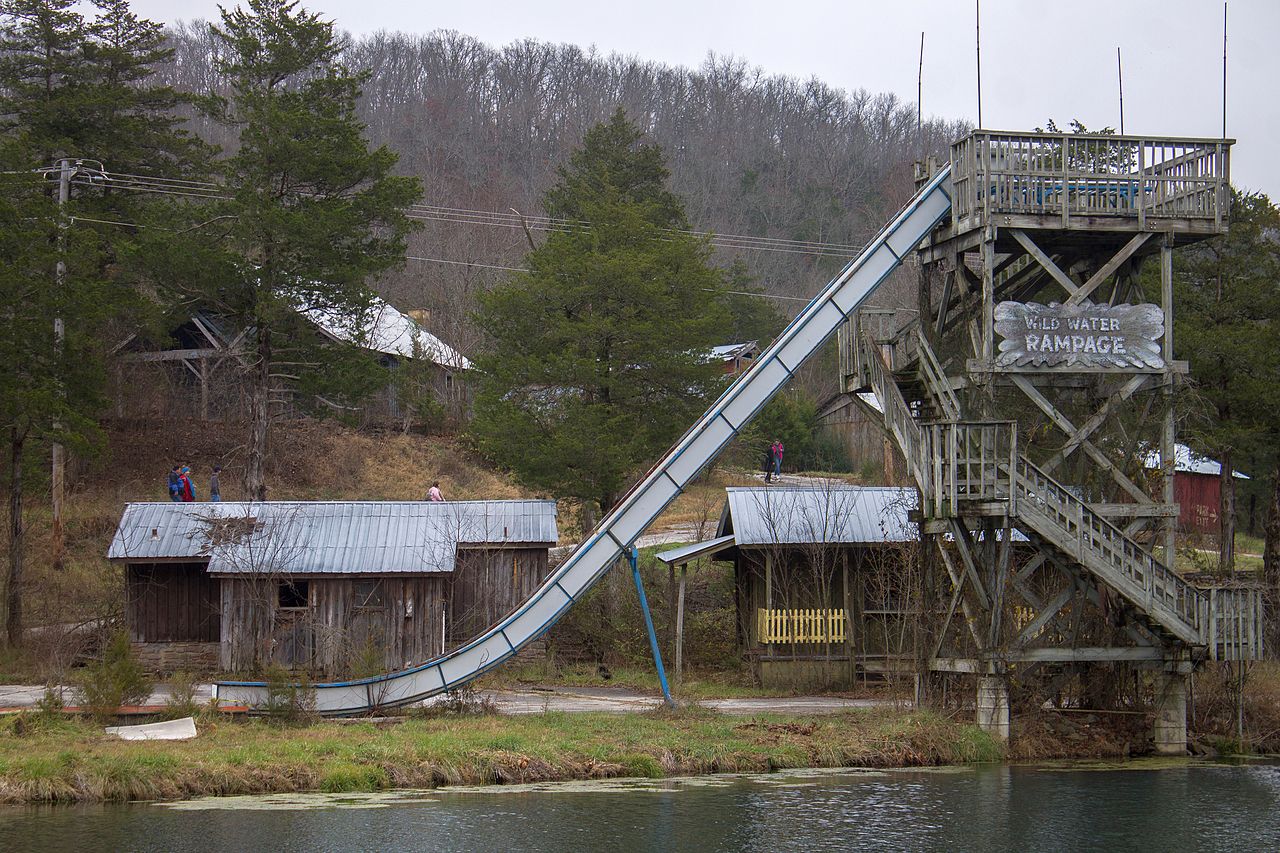 Abandoned water slide at Dogpatch, USA themepark in Arkansas - 2014