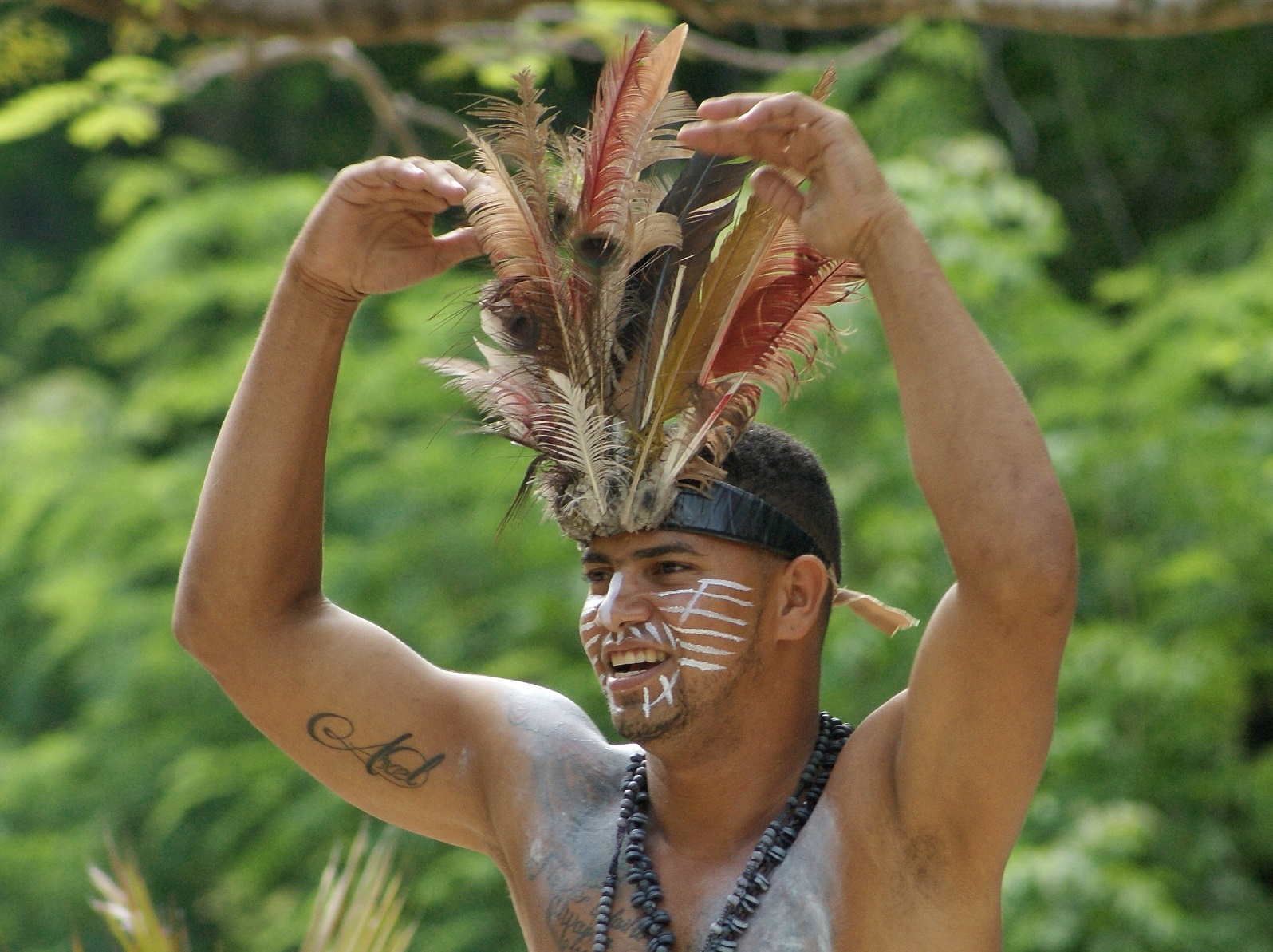 Traditional performance. Taino Indians - indigenous people of the Dominican Republic.