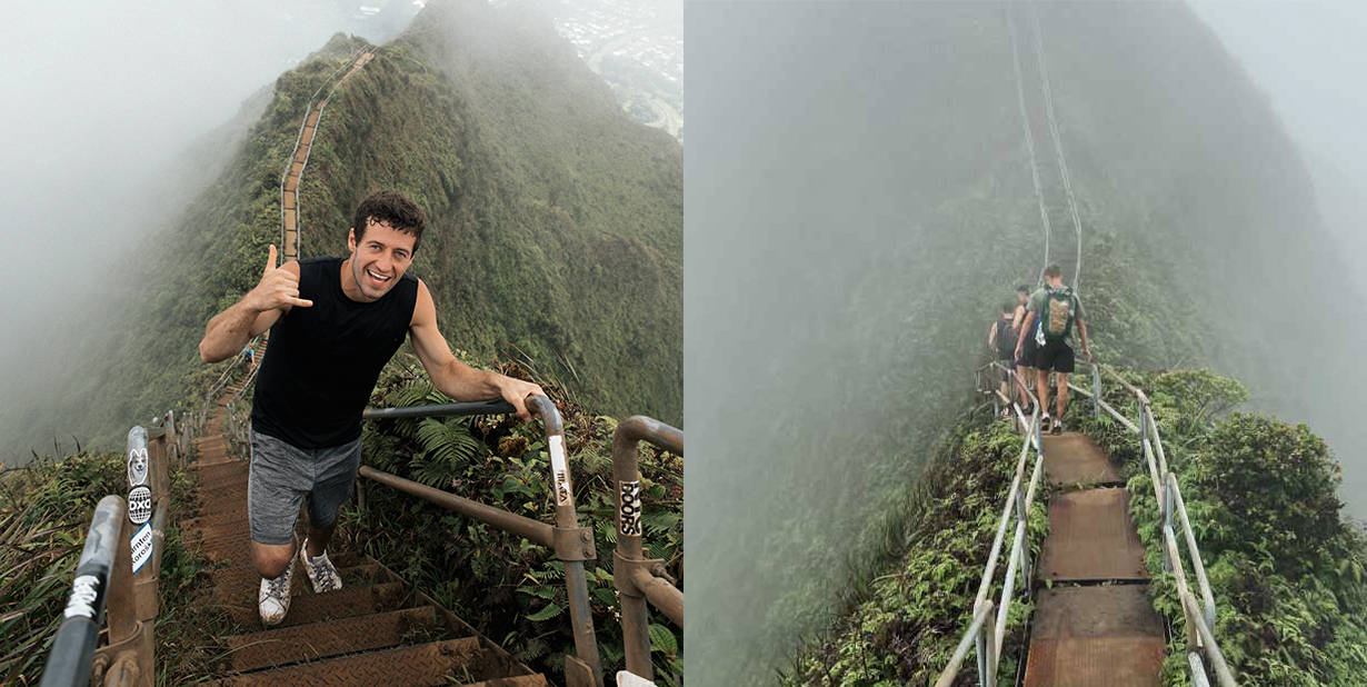 haiku stairs split image