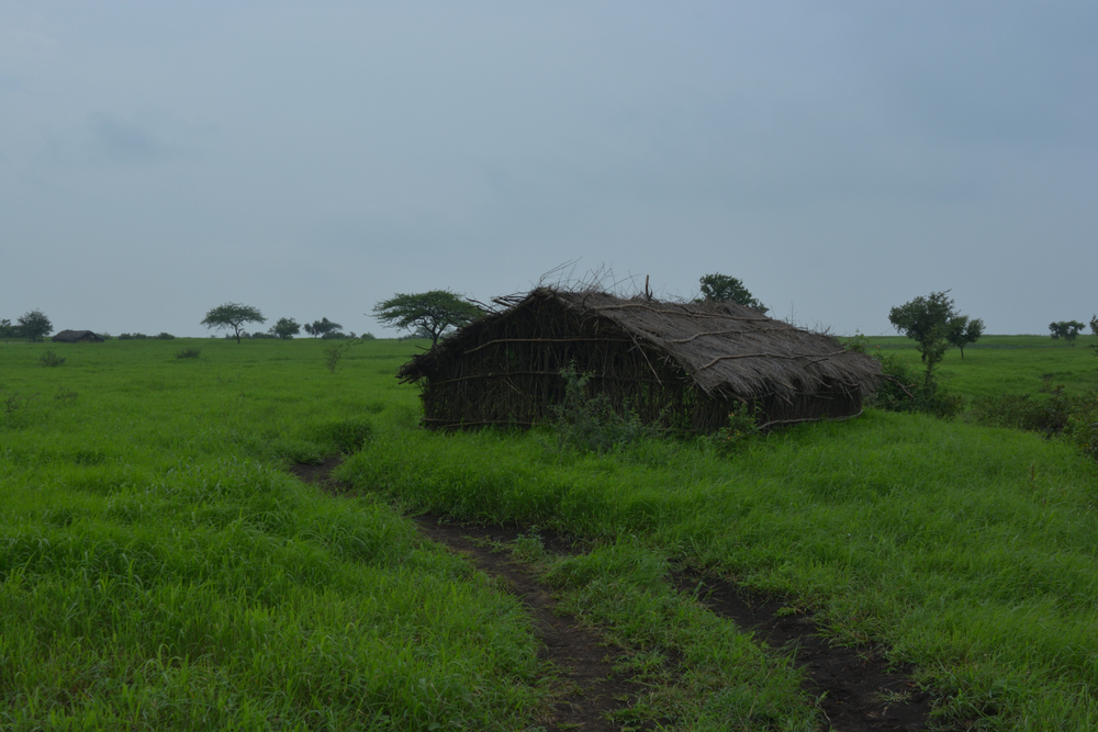 hut on hill in nature in rural India