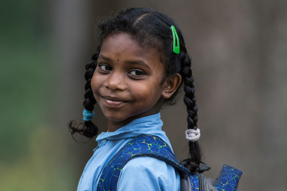 Indian girl going to school