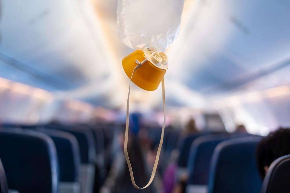 oxygen mask on a plane