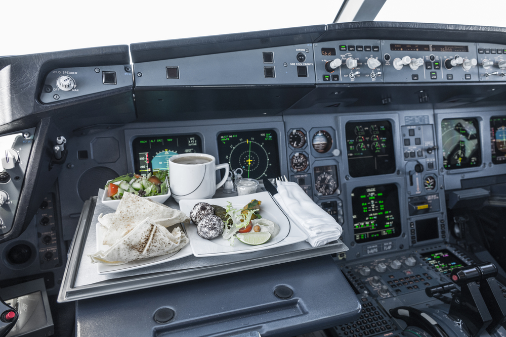 pilots eating a meal