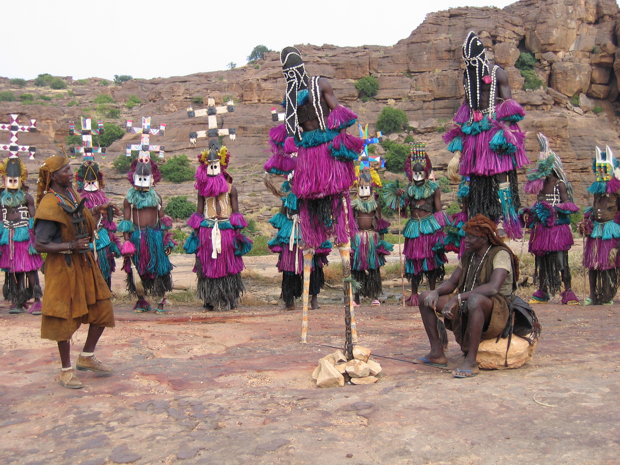 Dogon dancers in traditional clothes