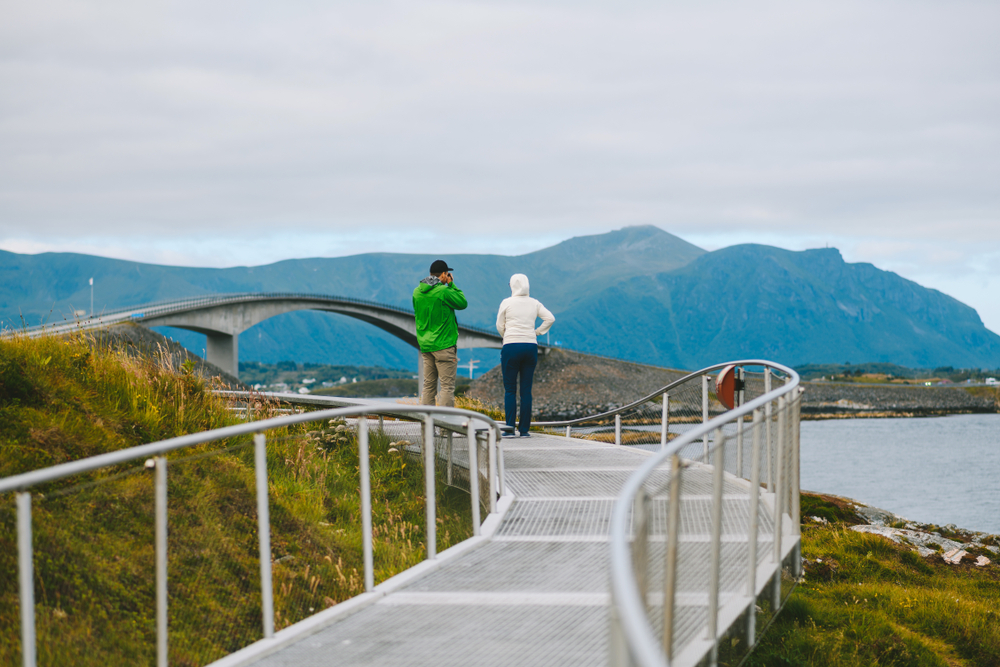 Hiking path near Atlantic Ocean Road or the Atlantic Road (Atlanterhavsveien), Norway