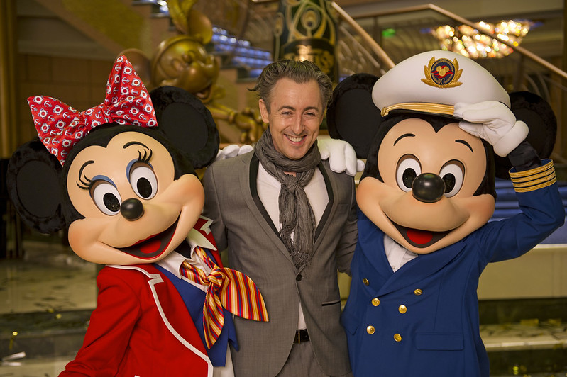 Alan Cumming is joined by Mickey Mouse and Minnie Mouse on the Disney Fantasy Ship