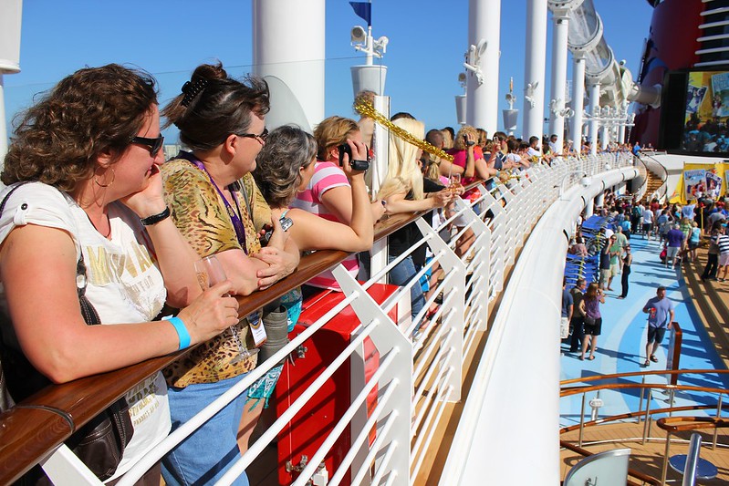People on the Sail away party on Disney Fantasy Ship
