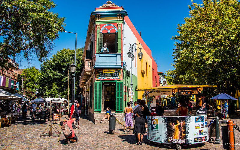image of colorful buildings and kiosk in Argentina