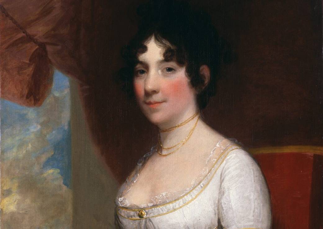 Dolley Madison in white