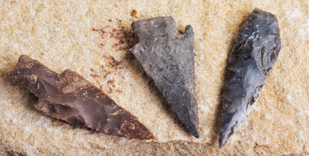 Historical arrowheads used in tribes