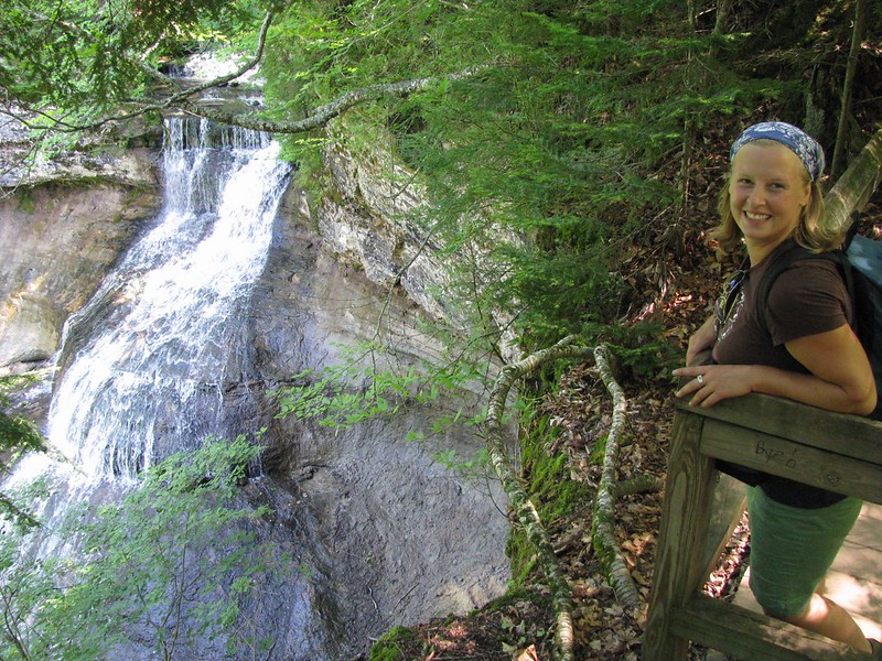 Woman at the Chapel Falls of the Pictured Rocks National Lakeshore