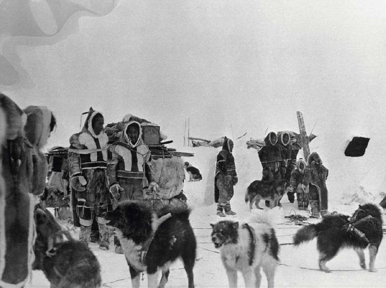 Copper Inuit Family Preparing To Leave Village At Bernard Harbour