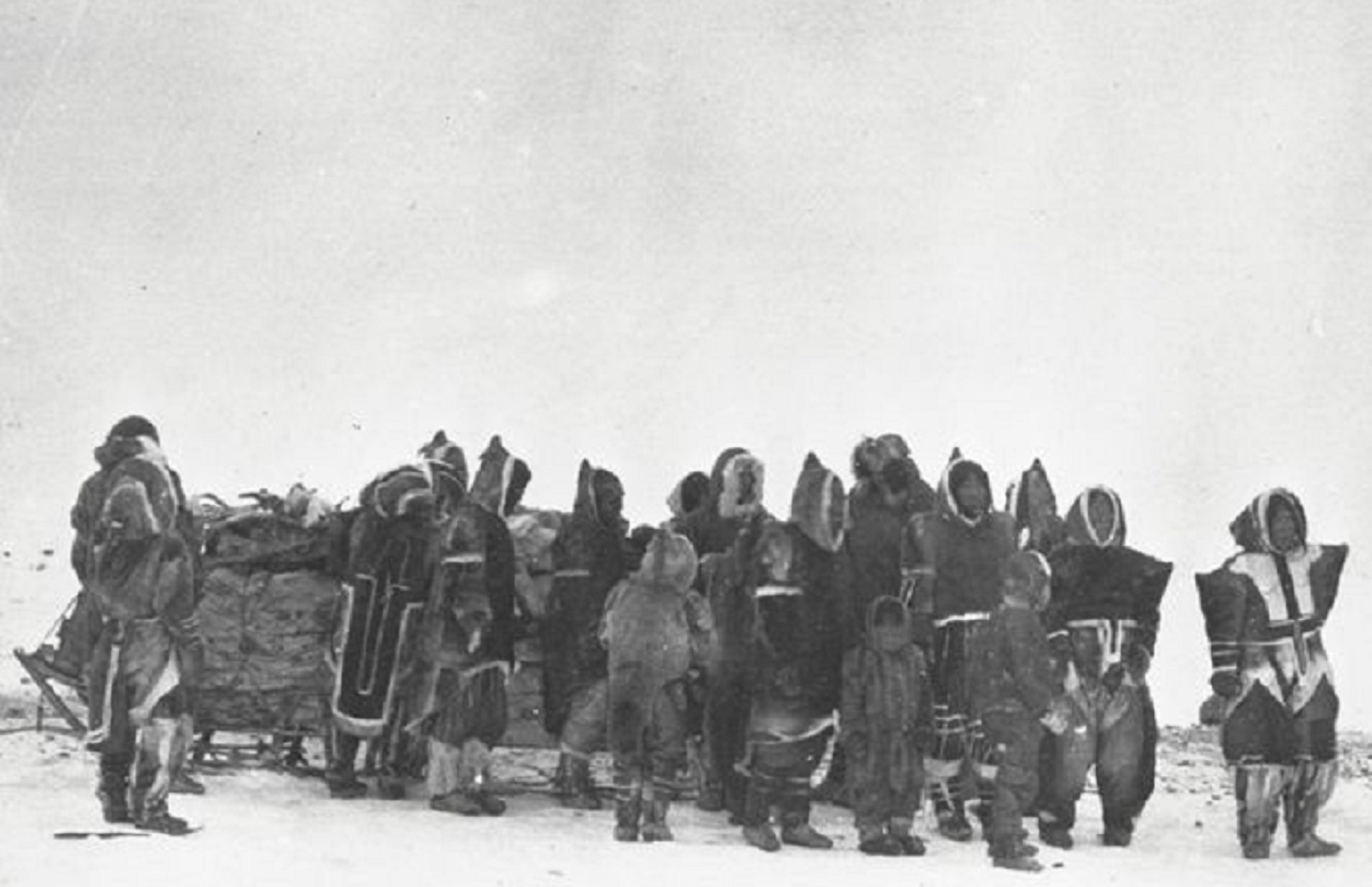Copper Inuit Gathered Around A Sled On Island Near Coppermine River