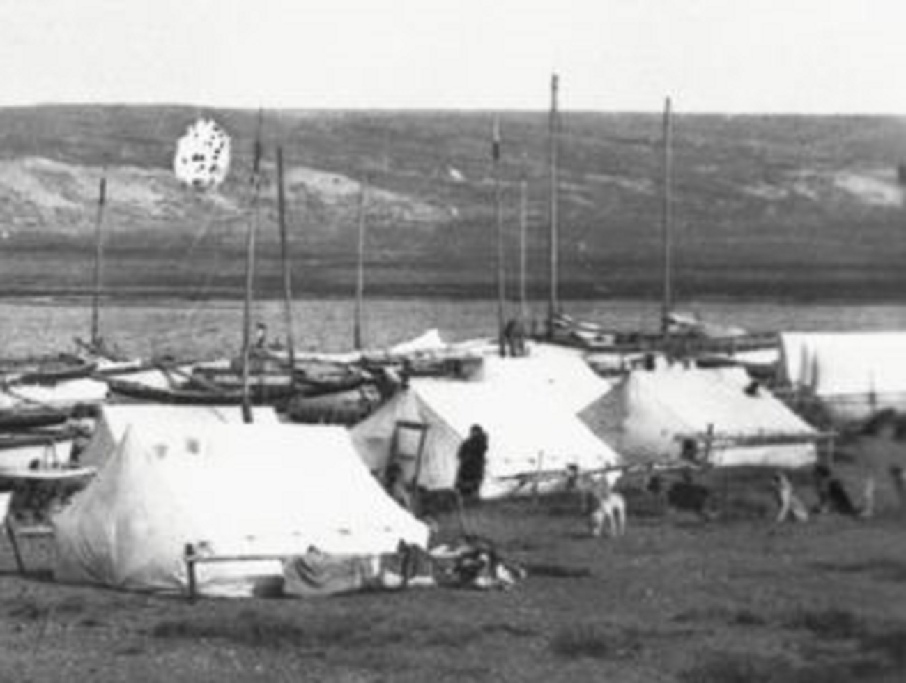 Inuit Boats And Tents At Herschel Island Village