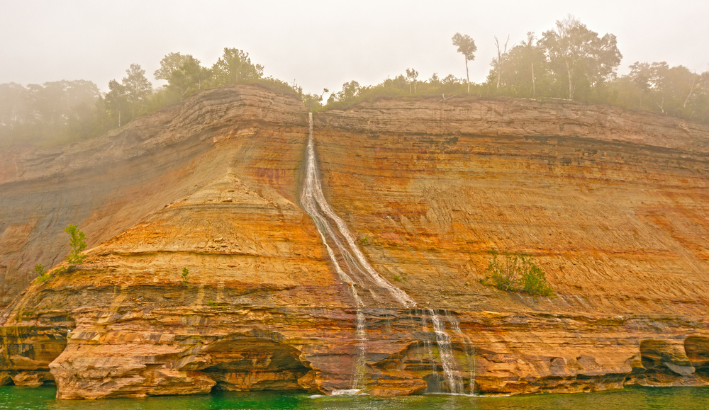 Bridalveil Falls in the Fog at Pictured Rocks National Lakeshore