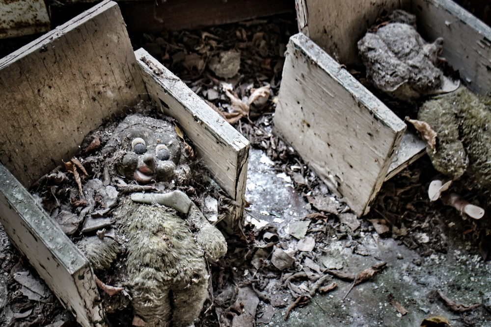 toys left behind in an abandoned building in Pripyat, Ukraine