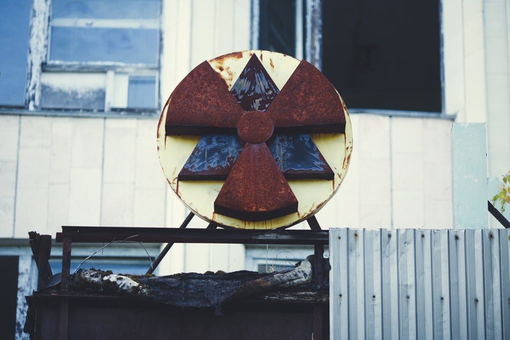 The sign of radiation danger in Chernobyl