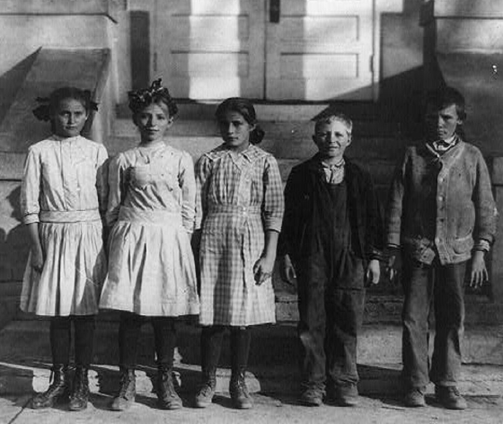 Orphaned children in school yard
