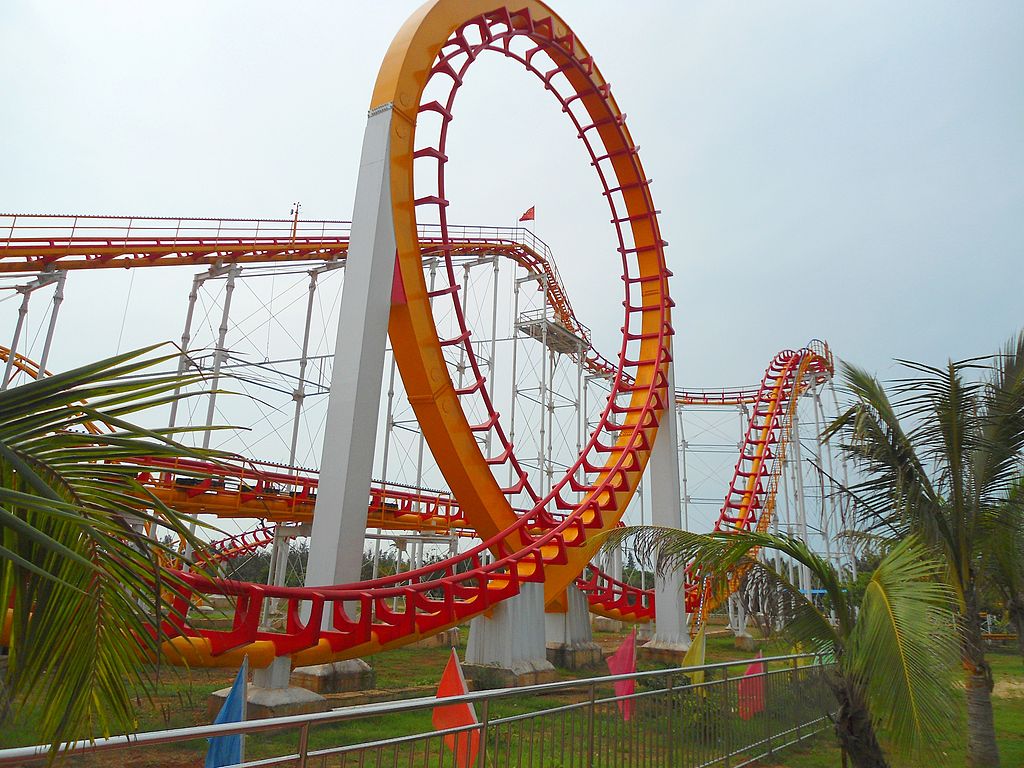 Orange Roller coaster with one loop