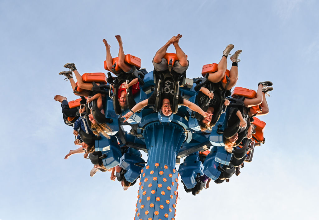 People having fun at 360 Super Flip roller coaster