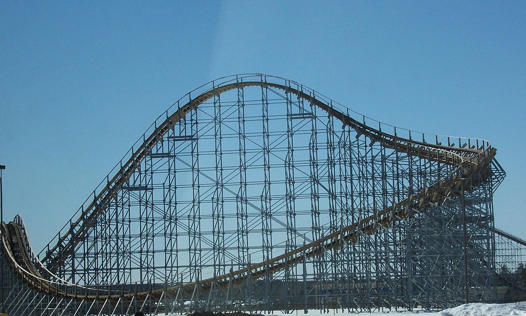 a rollercoaster at Mt. Olympus Water & Theme Park in Wisconsin Dells