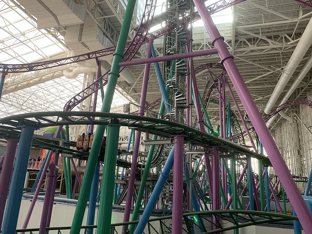 Image of colorful indoor roller coaster