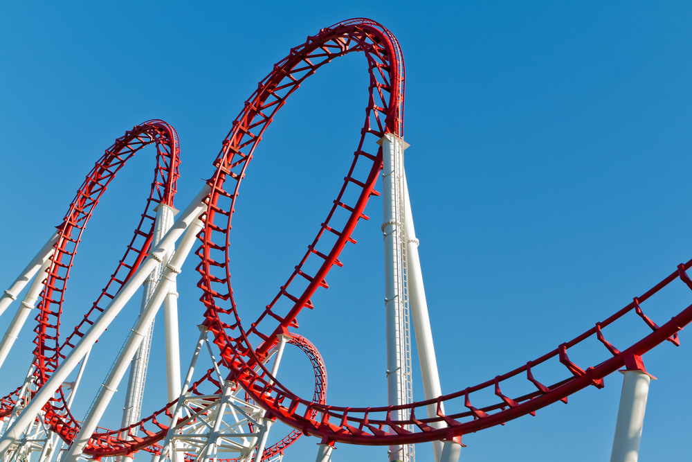 image of red-white roller coaster