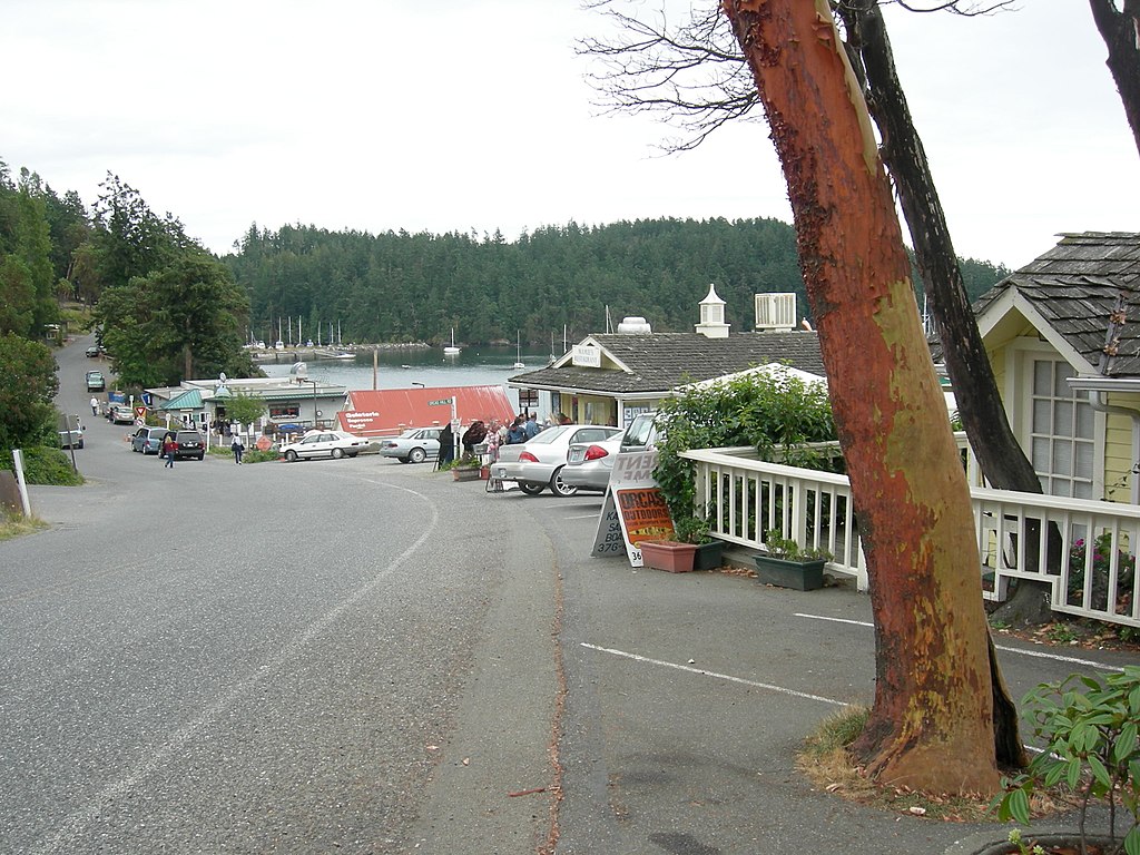 Orcas Road coming into Orcas Village, Orcas Island, Washington