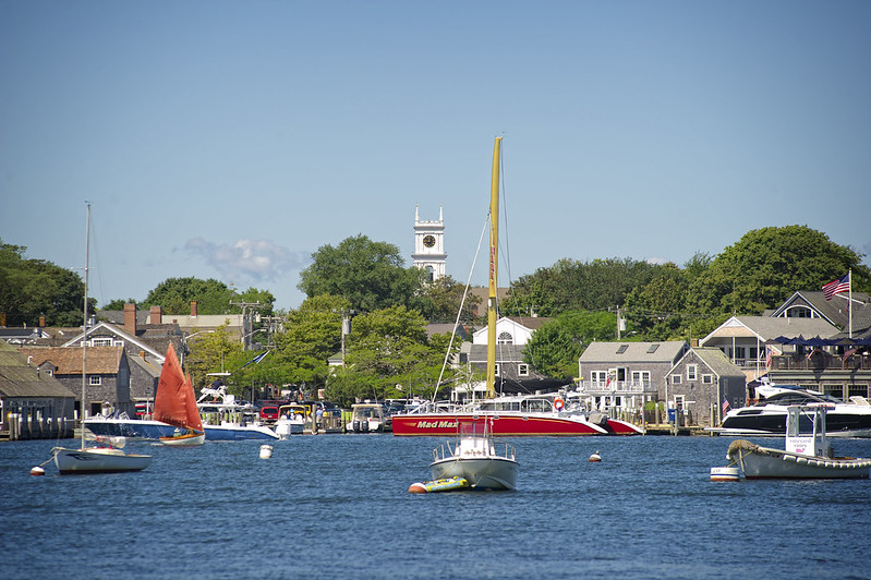 Photo of Edgartown Harbor on Martha's Vineyard Island taken from sea