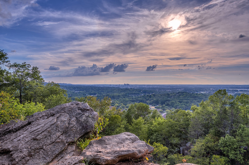 Landscape Photo of the Ruffner Mountain Nature Preserve with cloudy Sky in the background