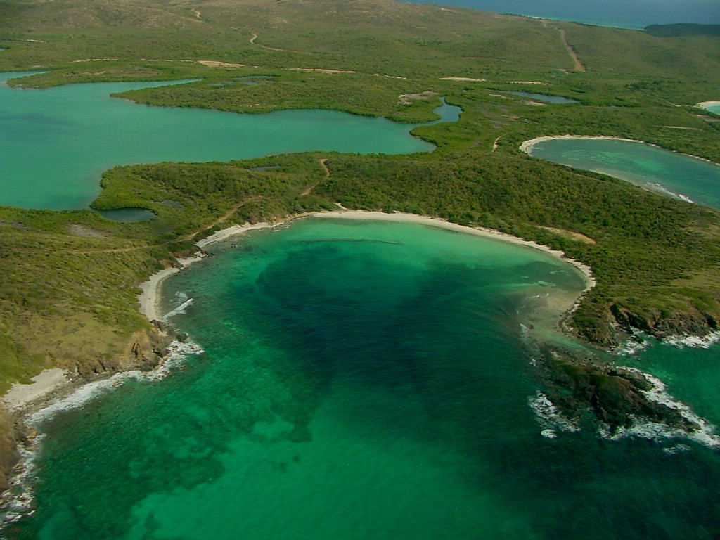 Aerial View of The secluded and undeveloped beaches of Vieques Island, Puerto Rico