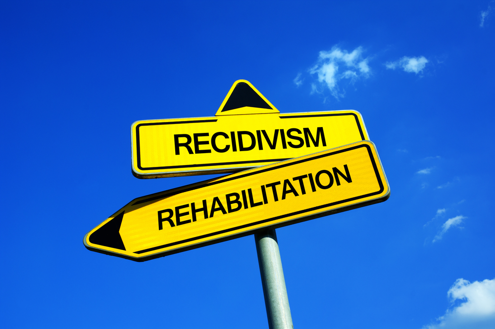 Recidivism or Rehabilitation Traffic sign with two options