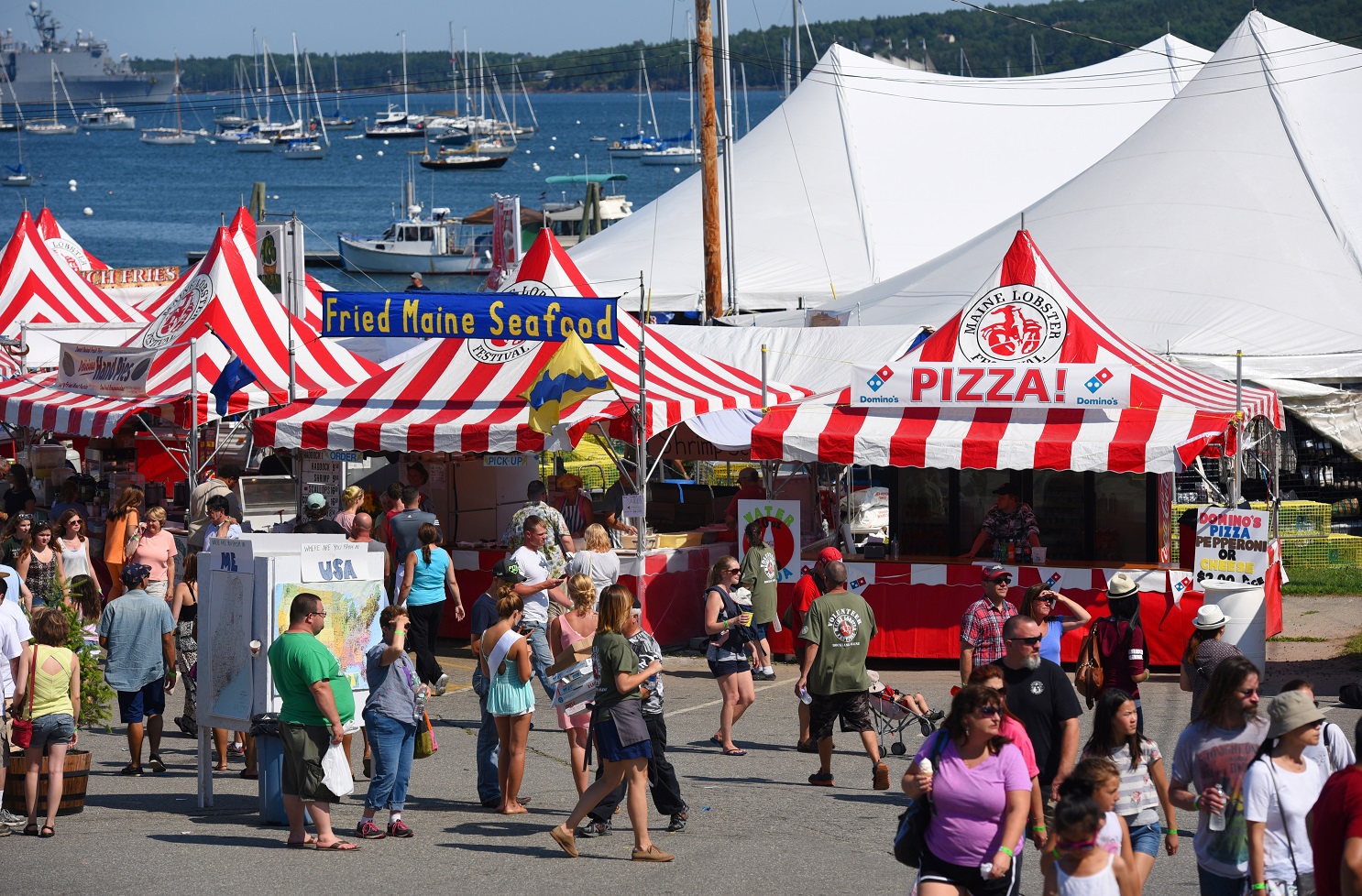 Vendor tents in Rockland Lobster Festival in summer, Rockland, Maine, USA - 2015