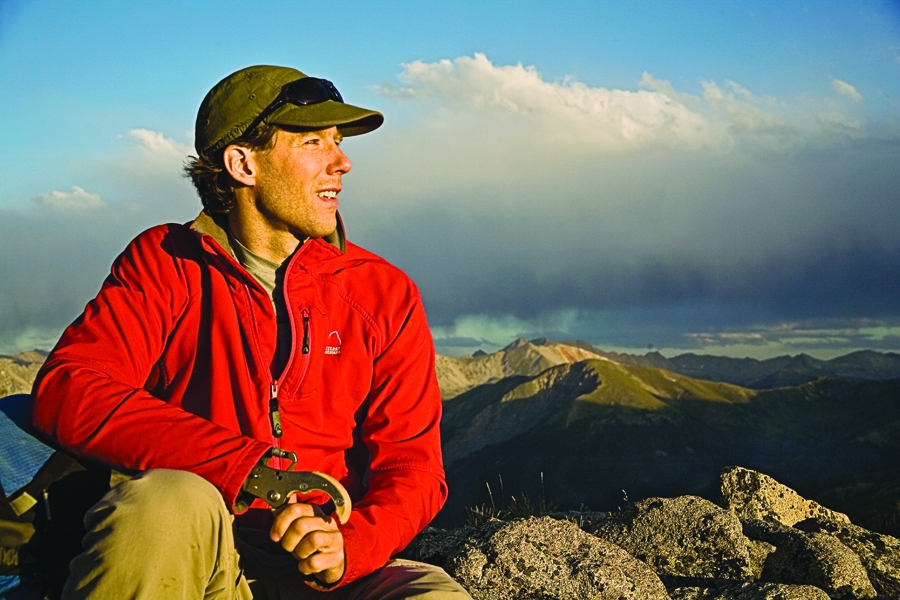 Aron Ralston on the top of the mountain