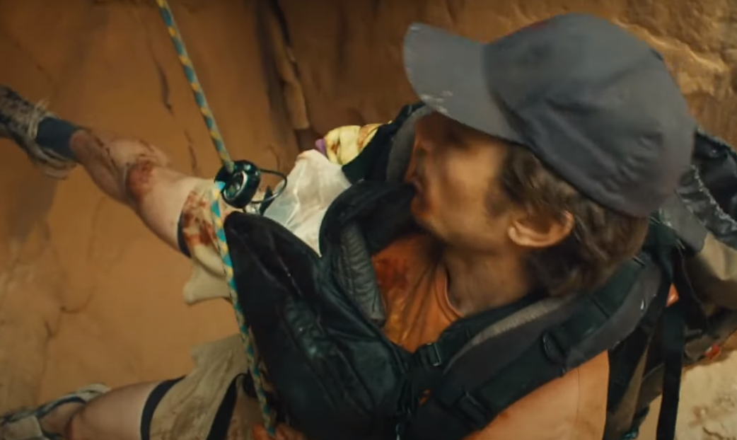 image of Aron trying to climb without hand